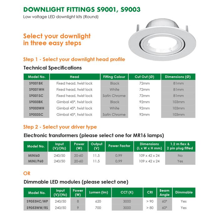SELV LED DOWNLIGHT KITS