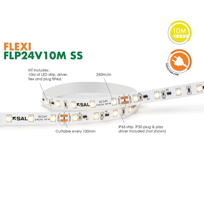 FLEXI 24V SINGLE COLOUR 10M KIT