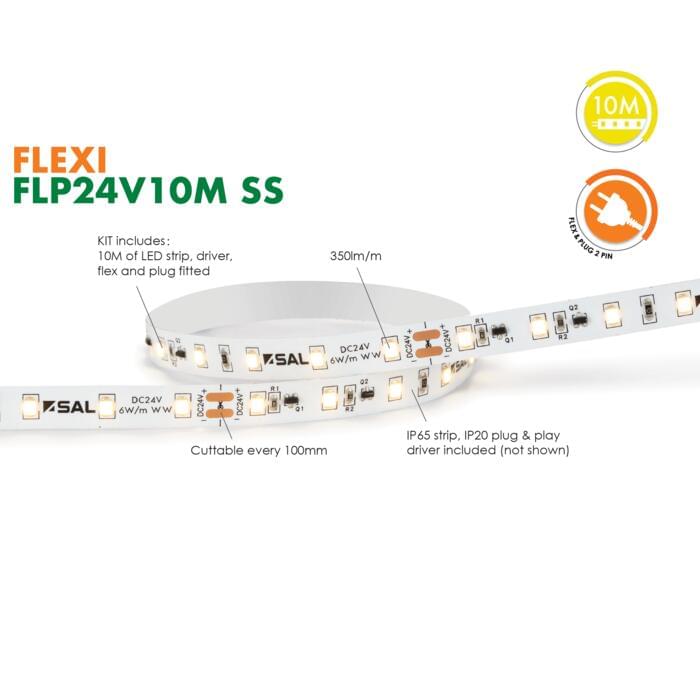 FLEXI 24V SINGLE COLOUR 10M KIT